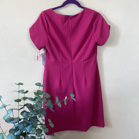 New Betsey Johnson Pink V-neck Short Sleeve Body Con Mini Short Crepe Dress 6 - Picture 5 of 7